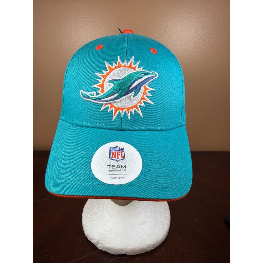 NFL‎ Miami Dolphins Team Headwear Snapback Hat Aqua Teal Orange Embroidered Cap